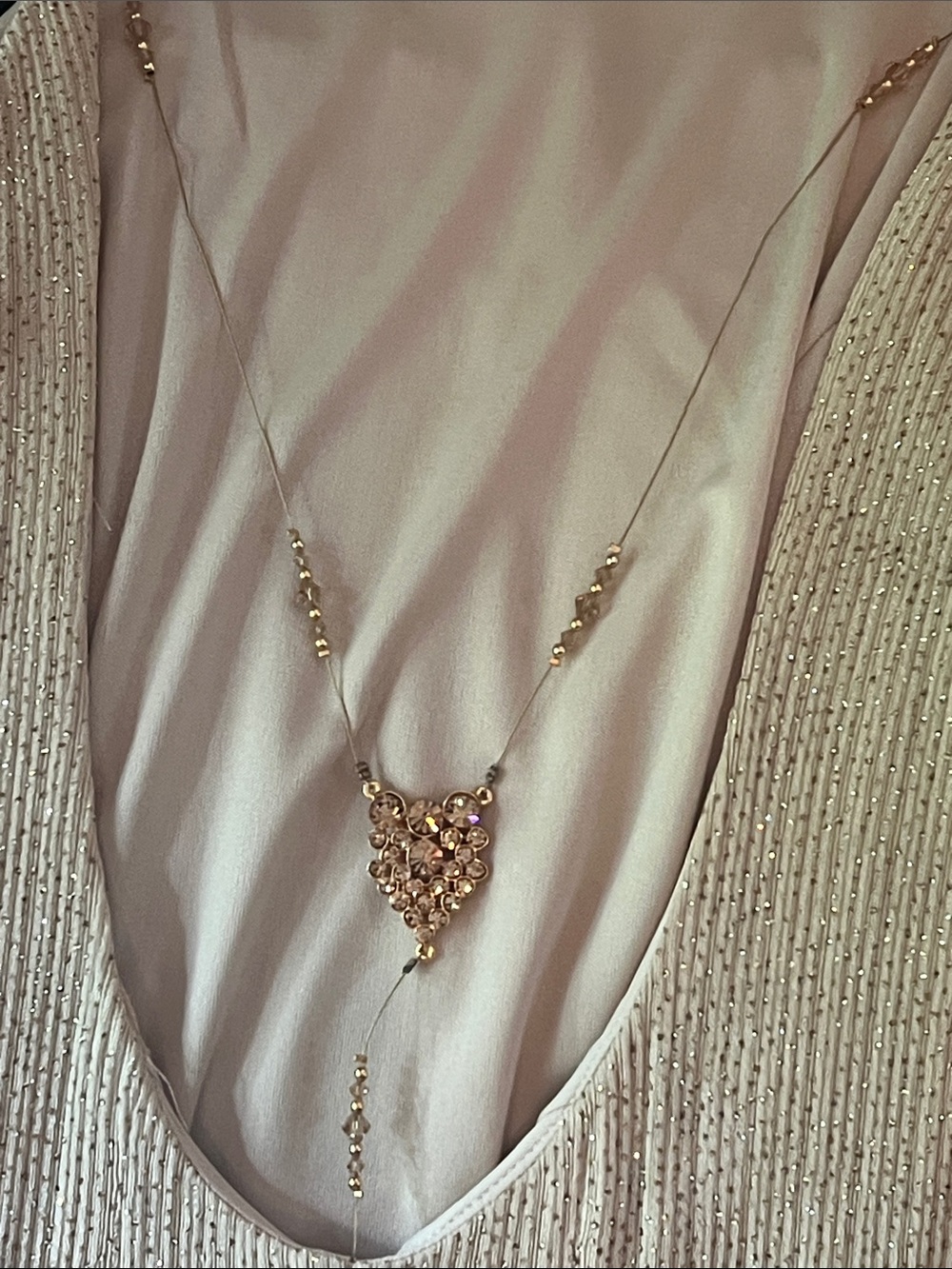 Size 5-6 Dave & Johnny Champagne Shimmer Maxi Dress with ornate back